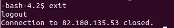 Terminal showing logout after exiting an SSH session on a Hostinger server