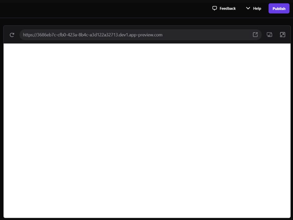 Hostinger Horizons preview error with blank white page and browser toolbar