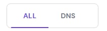 All tab selected in a Hostinger menu with DNS beside it