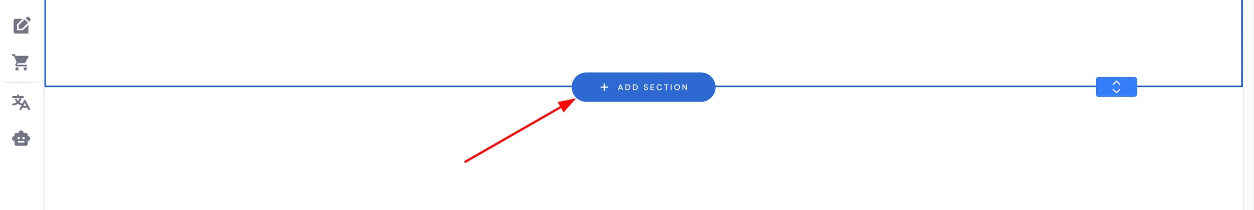 Hostinger Website Builder add section button at the page footer boundary