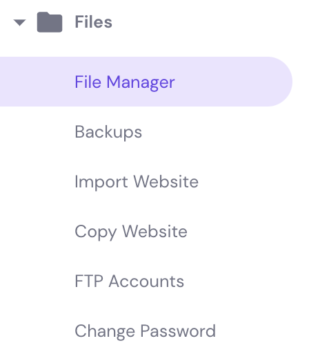 File Manager in hPanel